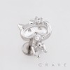 MULTI CZ CARTOON CAT PUSHIN (THREADLESS) 316L SURGICAL STEEL LABRET SET